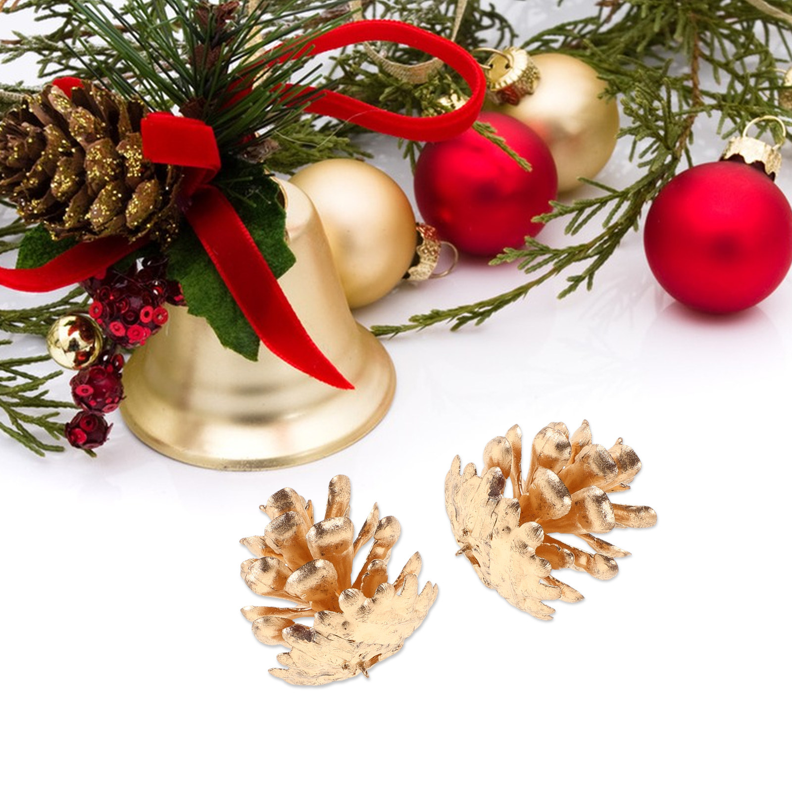 Christmas Wreath Fake - 10Pcs Gold Plastic Pinecones Realistic Fake
