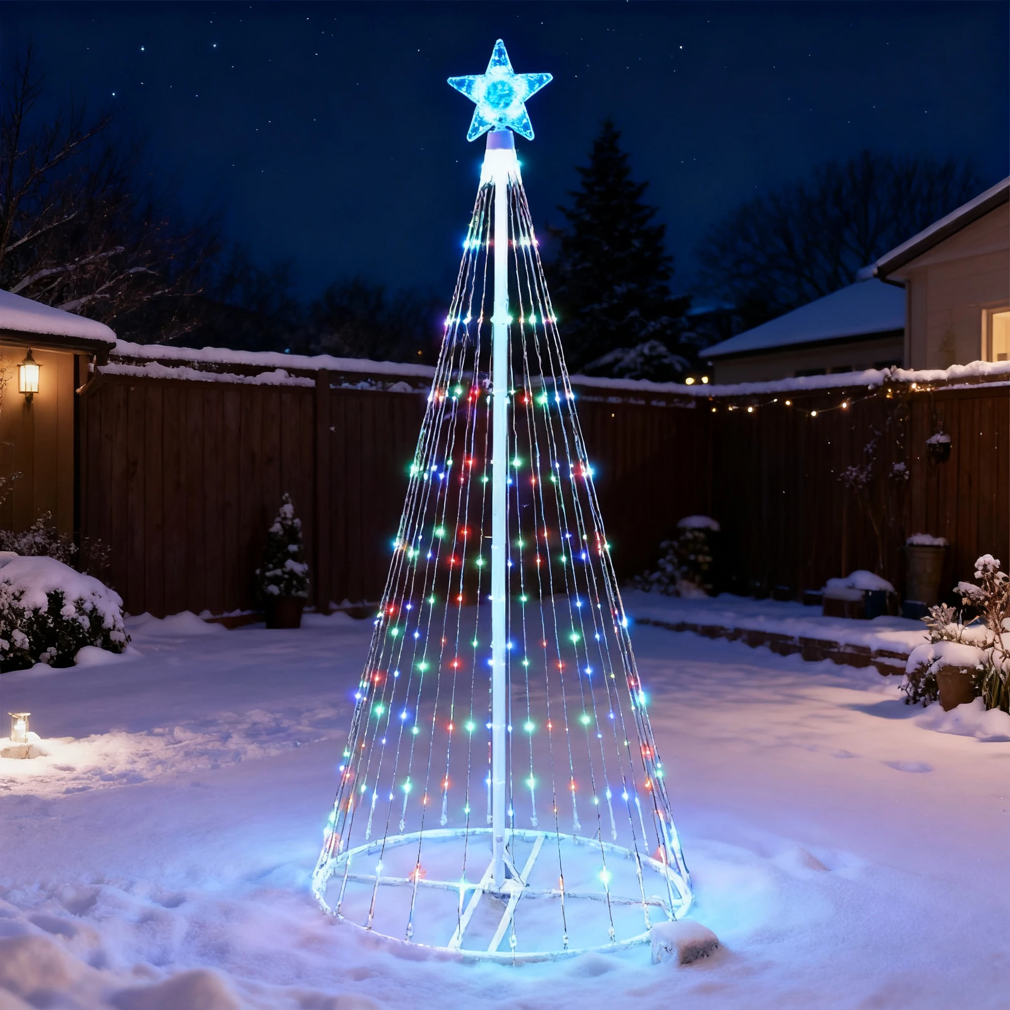 Solar-Powered LED Waterfall St - Star Tree Topper incelemesi ve fiyatı