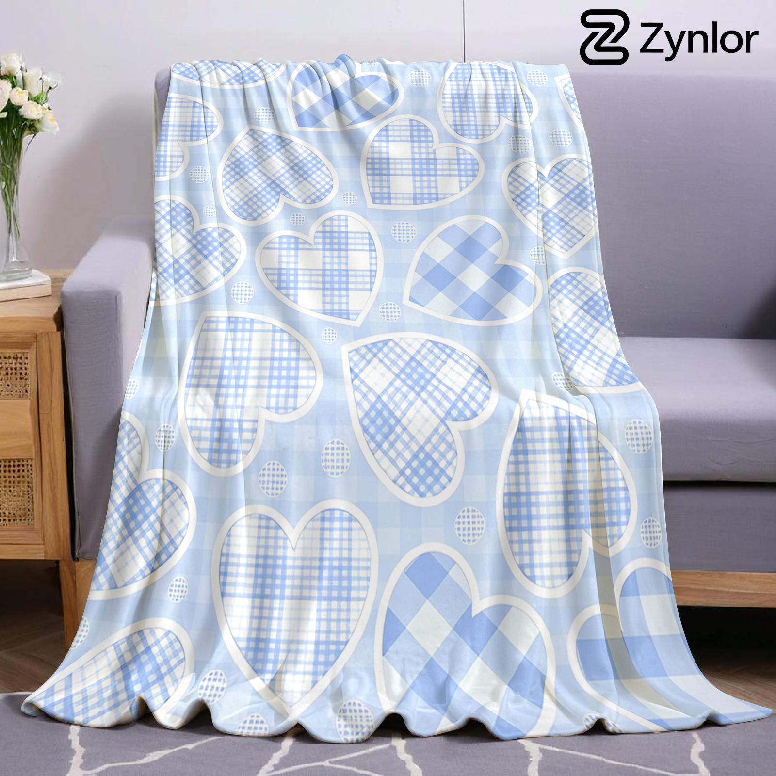 Blue Plaid Heart Cartoon Anime - Christmas Throw Blanket incelemesi ve fiyatı