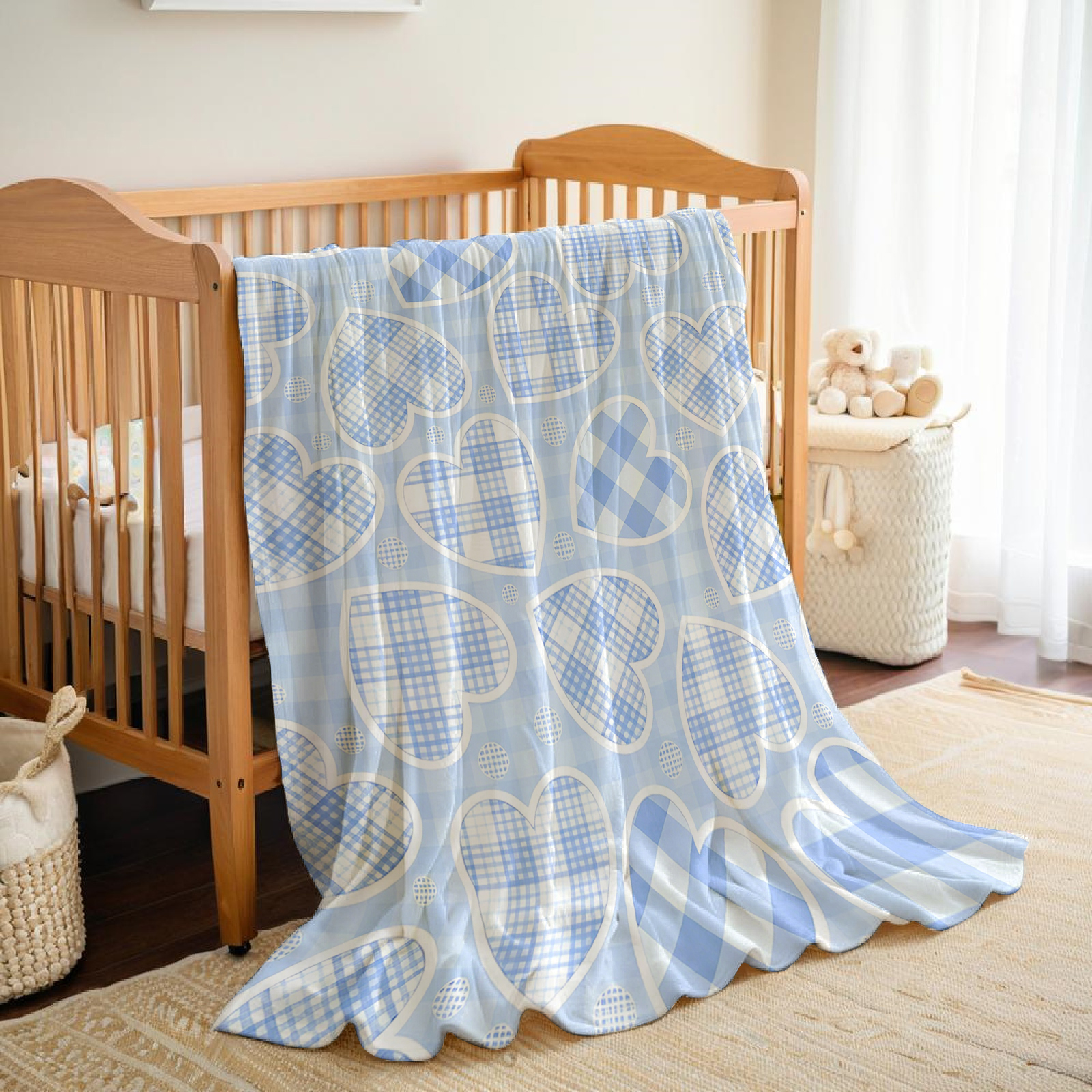 Blue Plaid Heart Cartoon Anime - Christmas Throw Blanket incelemesi ve fiyatı