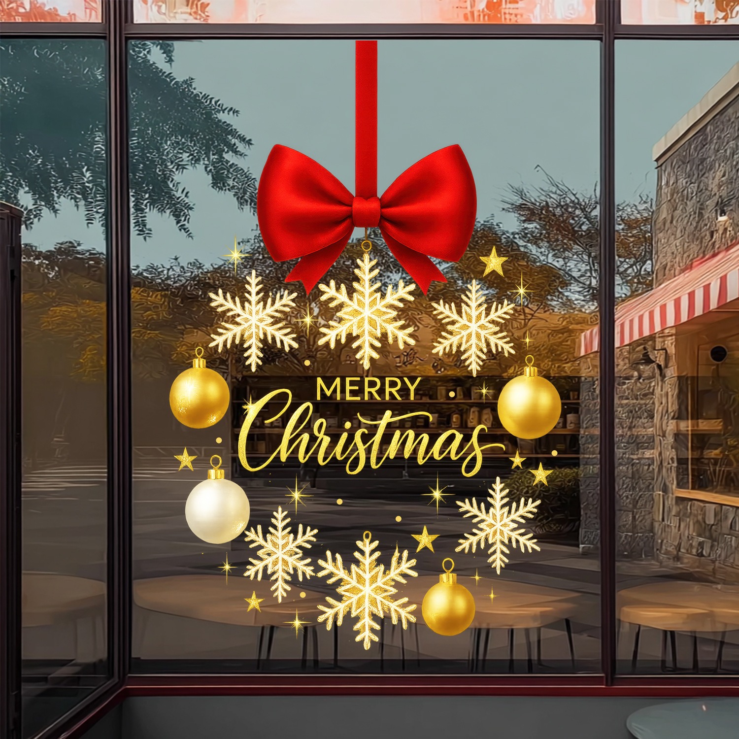 Christmas Stickers Gold Snowfl - Snowflake Window Decal incelemesi ve fiyatı