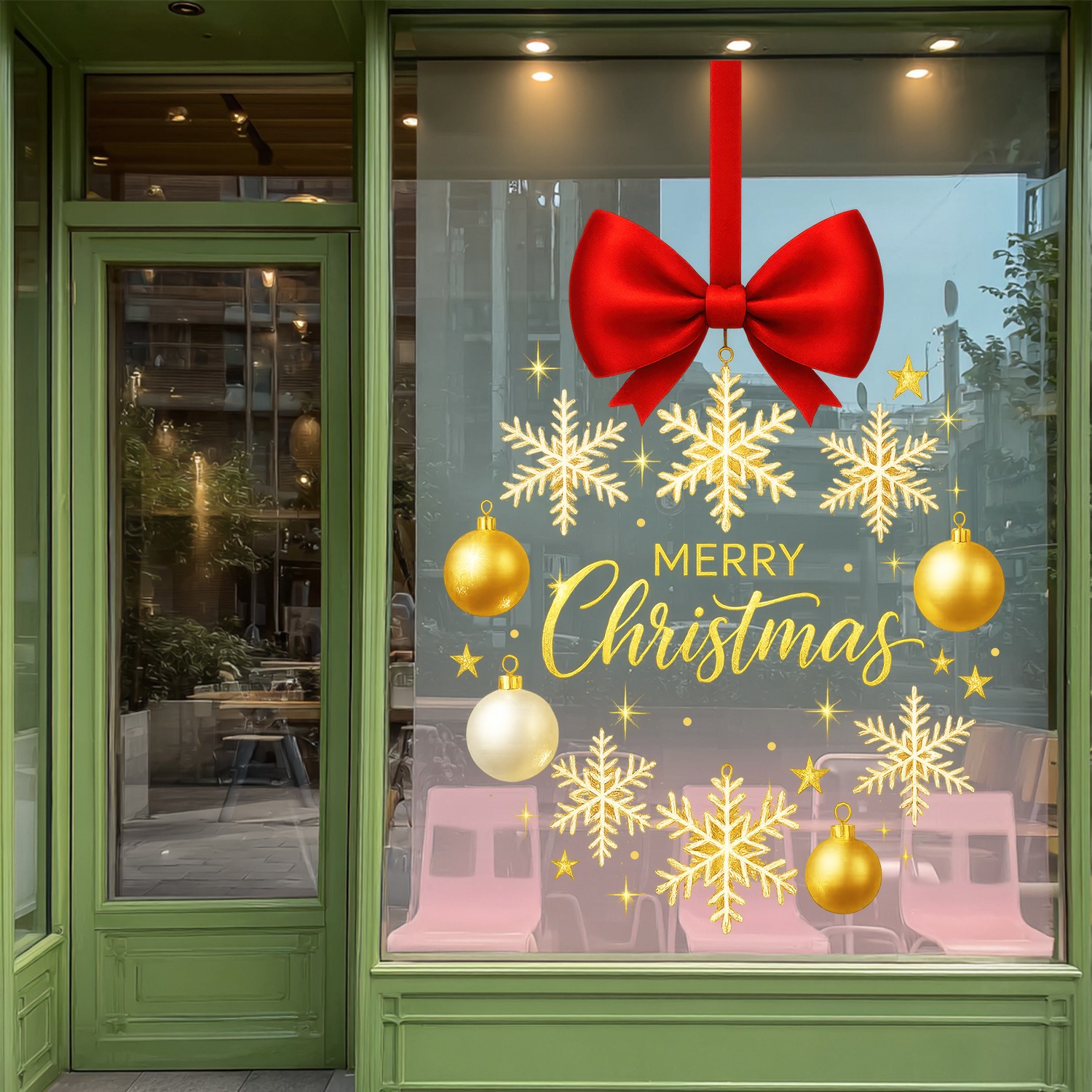Christmas Stickers Gold Snowfl - Snowflake Window Decal incelemesi ve fiyatı