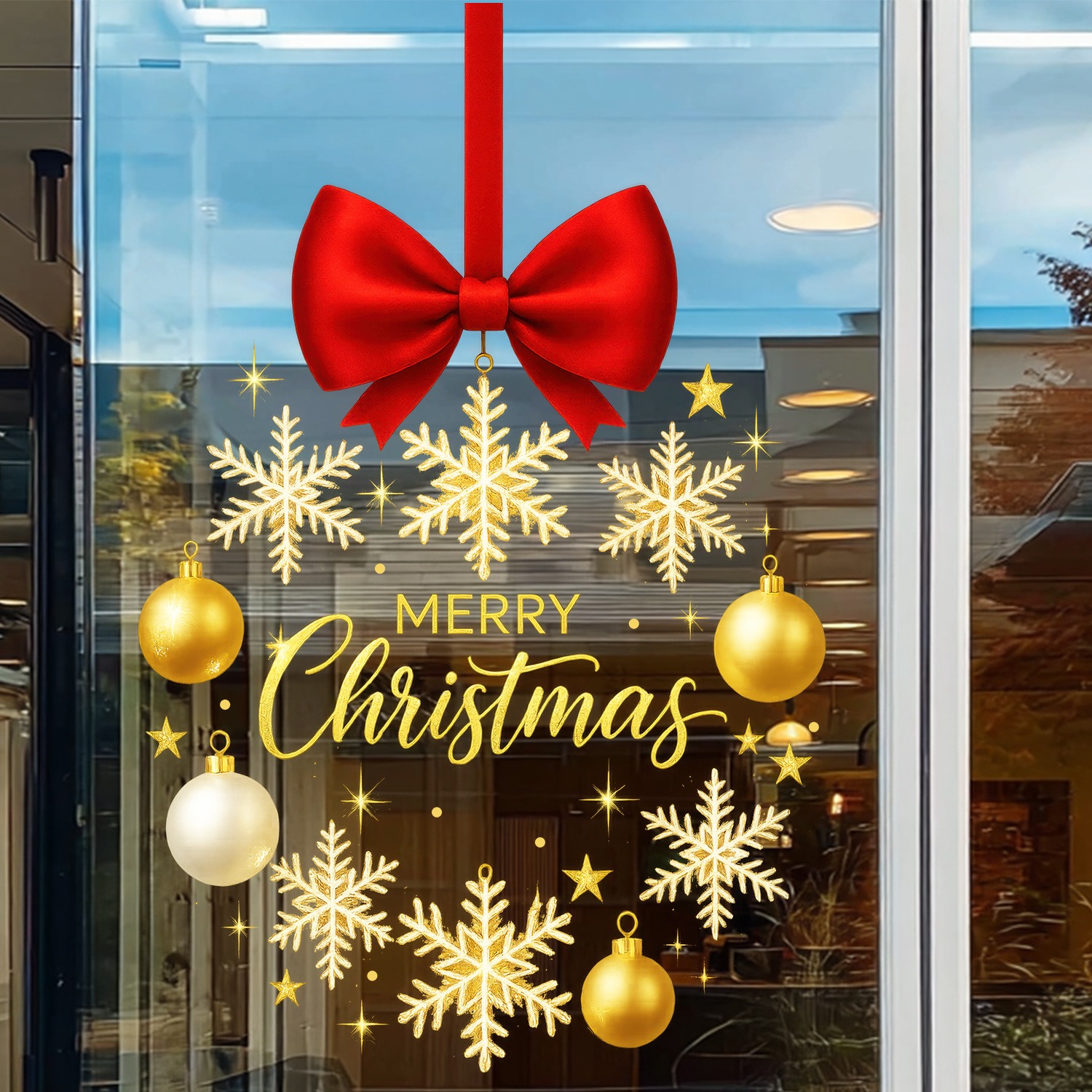 Christmas Stickers Gold Snowfl - Snowflake Window Decal incelemesi ve fiyatı