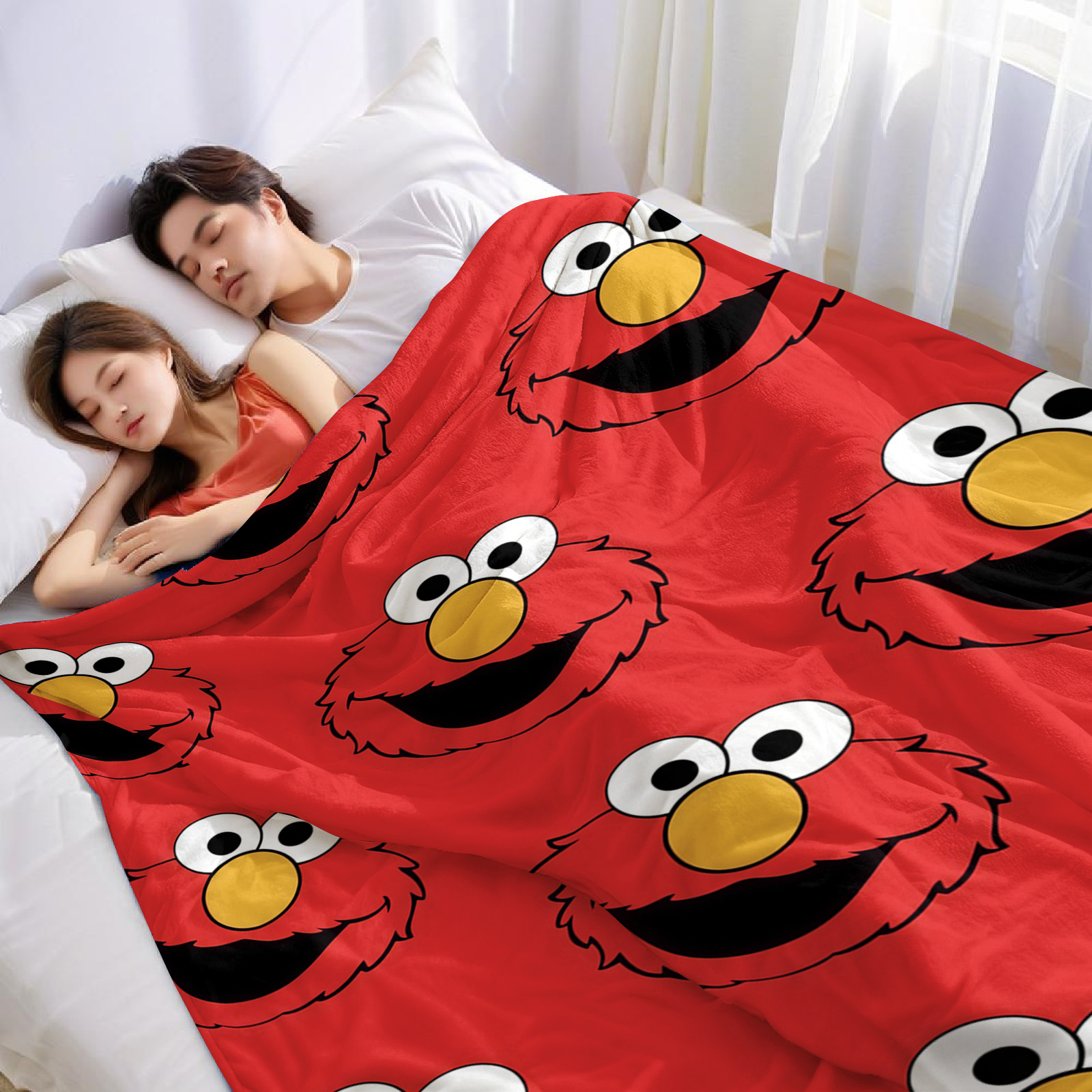 Elmo Face Cartoon Anime Print  - Christmas Throw Blanket incelemesi ve fiyatı