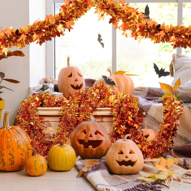 2pcs Thanksgiving Fall Maple L - Tinsel Garland Decoration incelemesi ve fiyatı