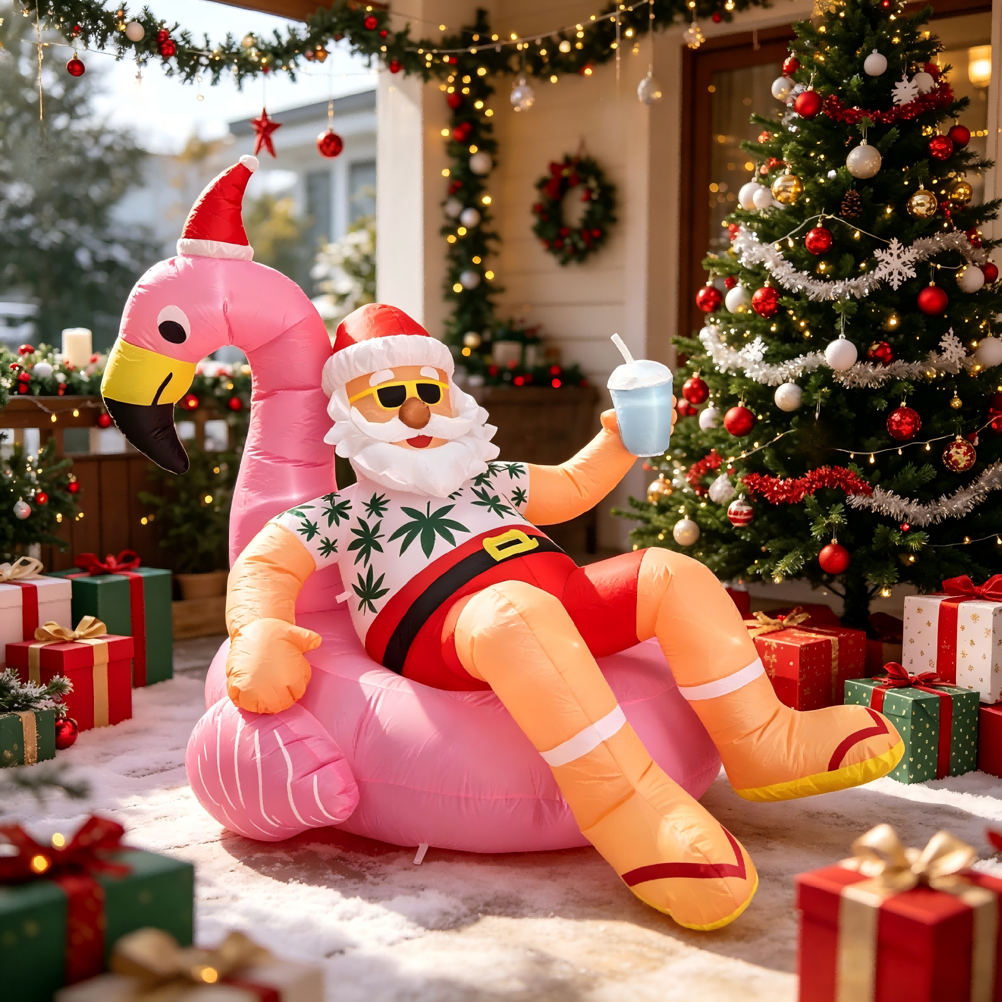 8.2FT Christmas Blow Ups Santa - Christmas Lights Outdoor incelemesi ve fiyatı