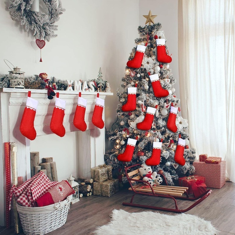 Double Sided Gold Trim Christm - Christmas Stocking Hanging incelemesi ve fiyatı