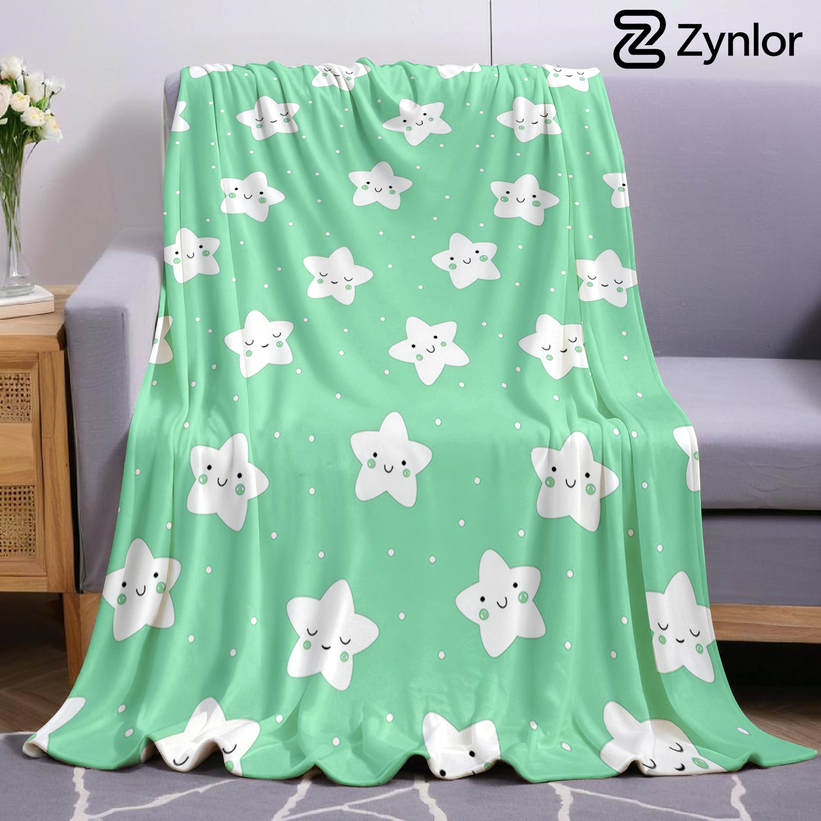 Mint Green Cute Star Lightweig - Christmas Throw Blanket incelemesi ve fiyatı