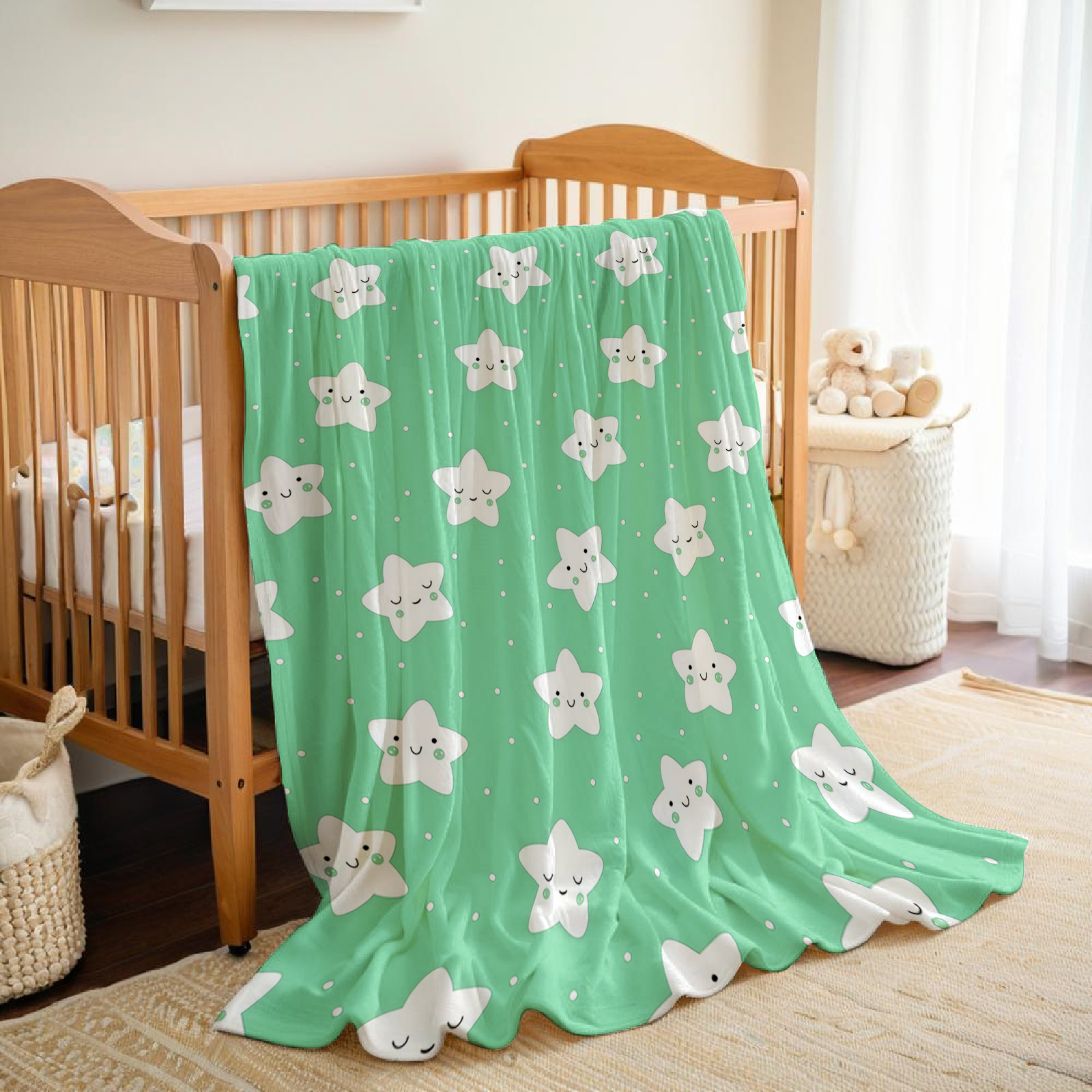 Mint Green Cute Star Lightweig - Christmas Throw Blanket incelemesi ve fiyatı