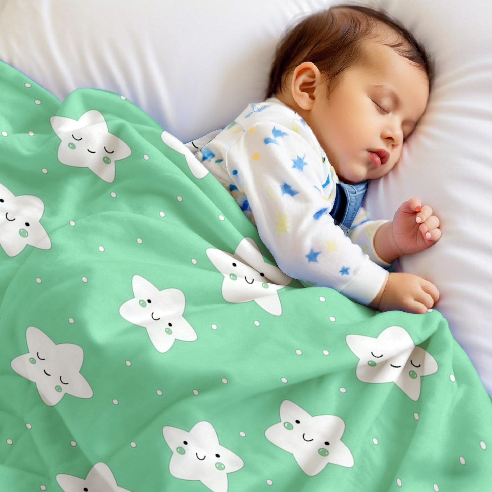 Mint Green Cute Star Lightweig - Christmas Throw Blanket incelemesi ve fiyatı