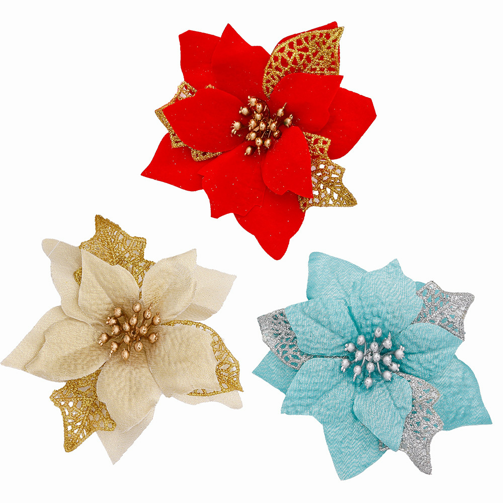 10Pcs Glitter Artificial Flowe - Christmas Wreath Fake incelemesi ve fiyatı