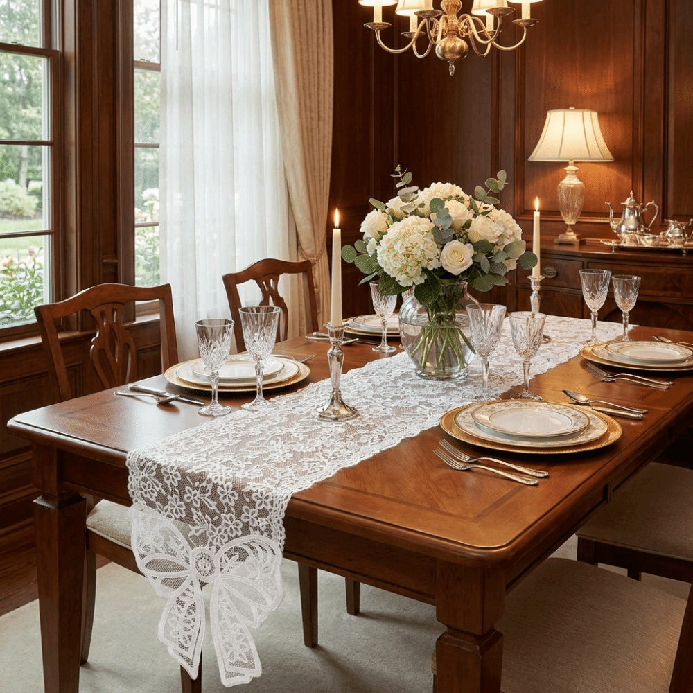 French Elegant Floral Cut-Out  - Christmas Table Runner incelemesi ve fiyatı