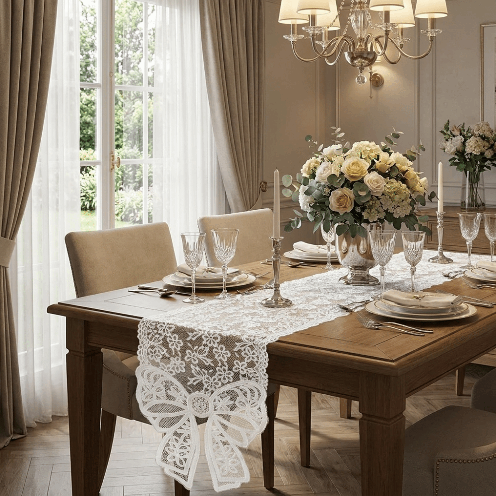 French Elegant Floral Cut-Out  - Christmas Table Runner incelemesi ve fiyatı