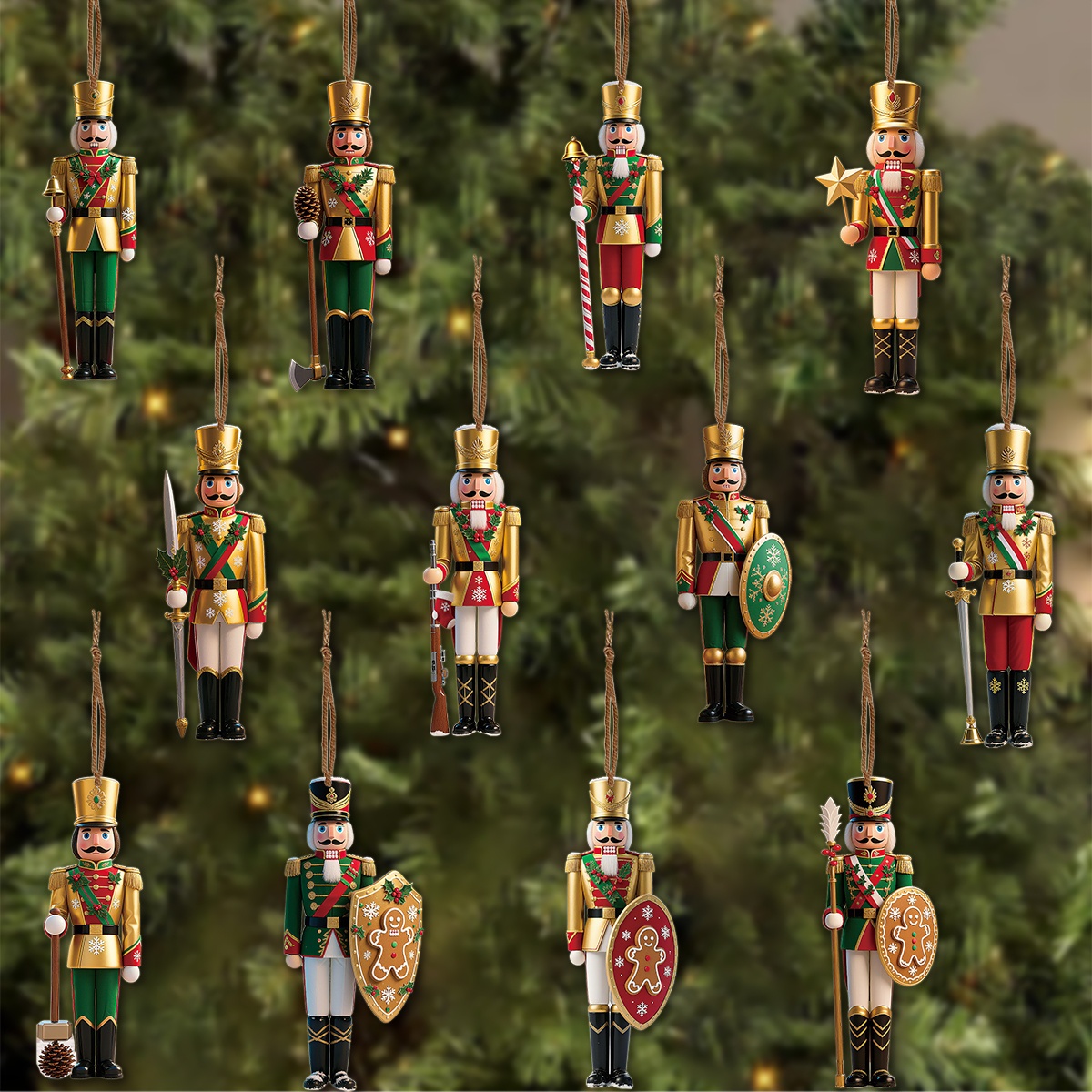 12pcs 2D Flat Wooden Christmas - Nutcracker Figurine incelemesi ve fiyatı