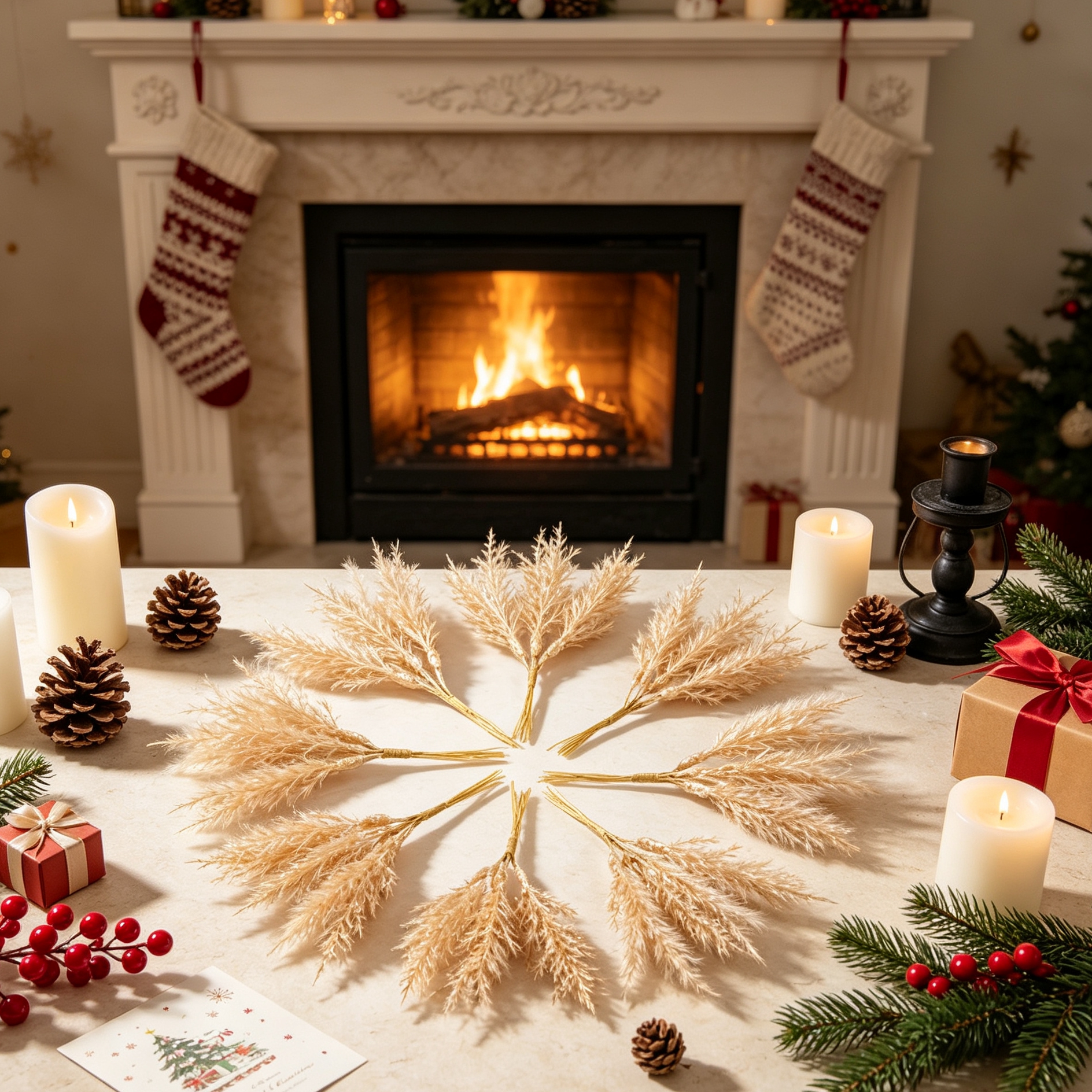 3/6pcs Artificial Plants Golde - Christmas Wreath Fake incelemesi ve fiyatı