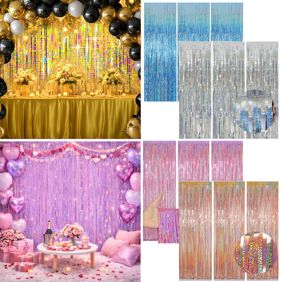 1/2/3Pack Glitter Party Backdr - Tinsel Garland Decoration incelemesi ve fiyatı