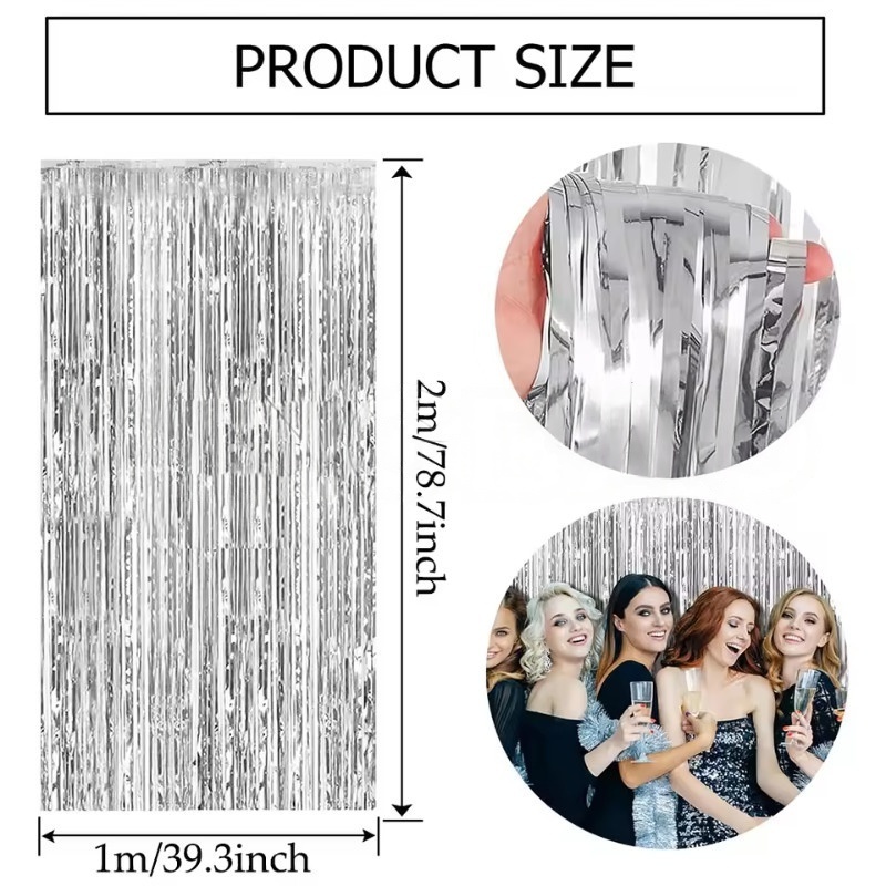 1/2/3Pack Glitter Party Backdr - Tinsel Garland Decoration incelemesi ve fiyatı