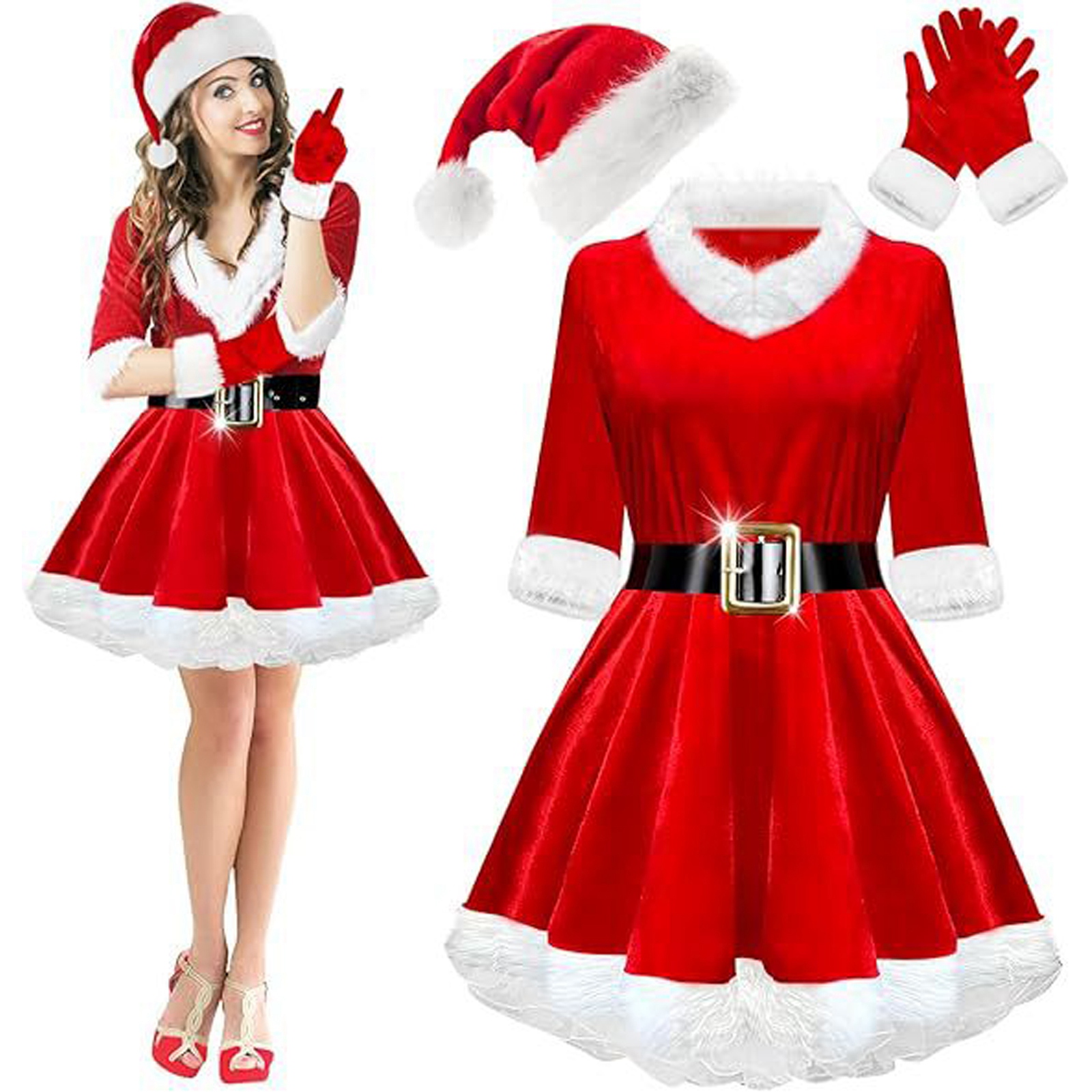 Christmas Dress for Adults Red - Elf Costume Christmas incelemesi ve fiyatı