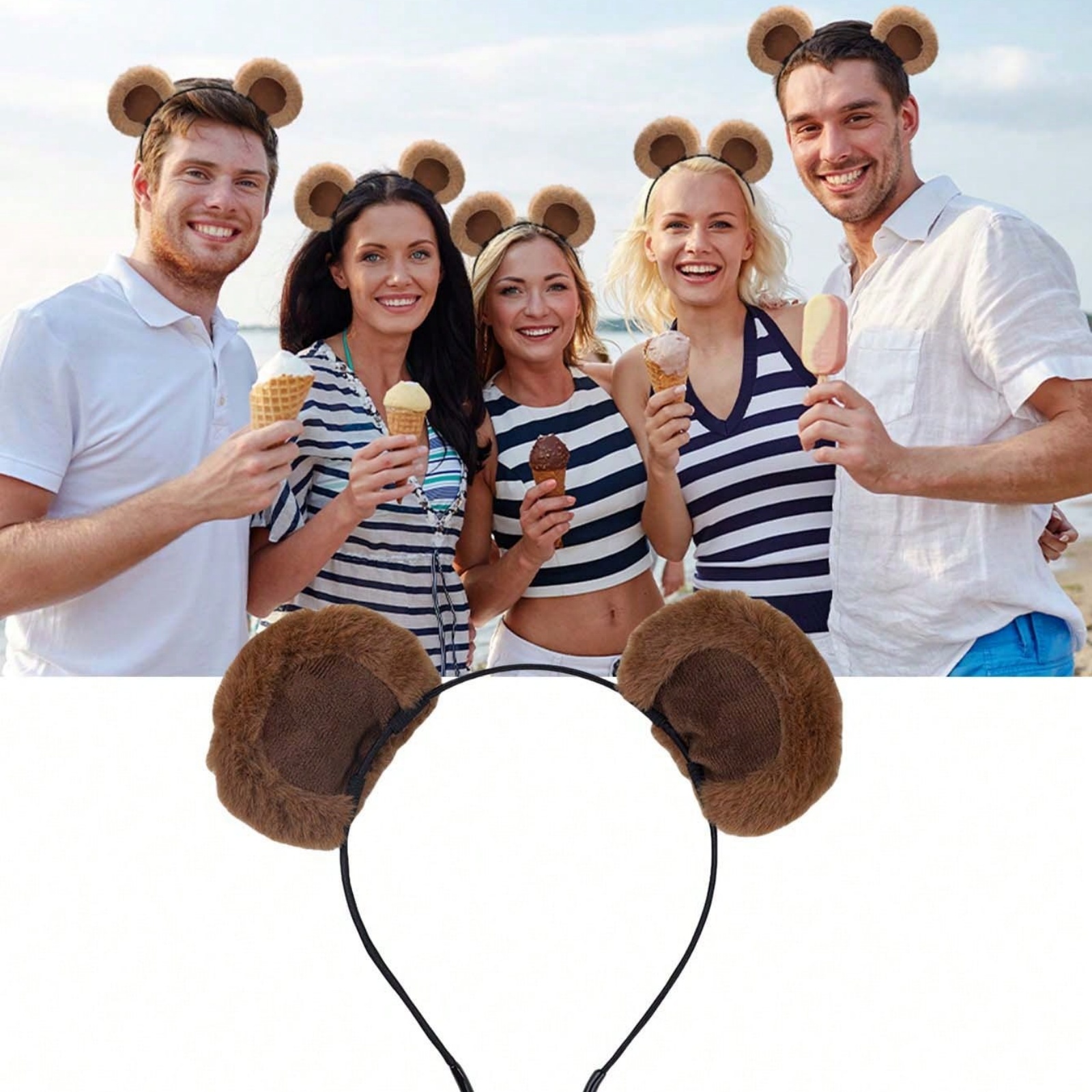 1pc Valentine's Day Brown Bear - Reindeer Antlers Headband incelemesi ve fiyatı