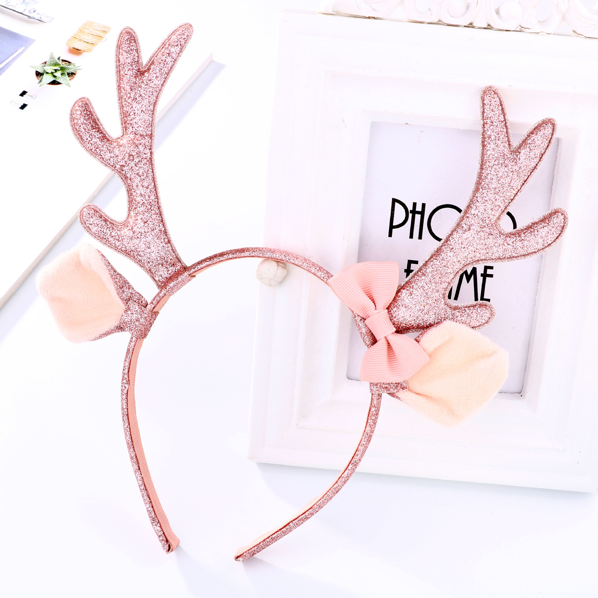 Cute Pink Glitter Reindeer Ant - Reindeer Antlers Headband incelemesi ve fiyatı