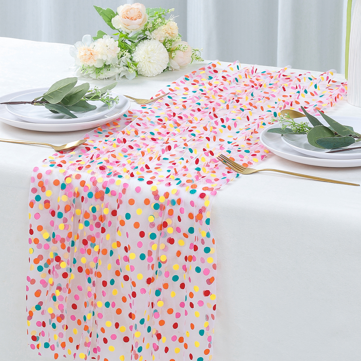 Colorful Dot Gauze Table Runne - Christmas Table Runner incelemesi ve fiyatı