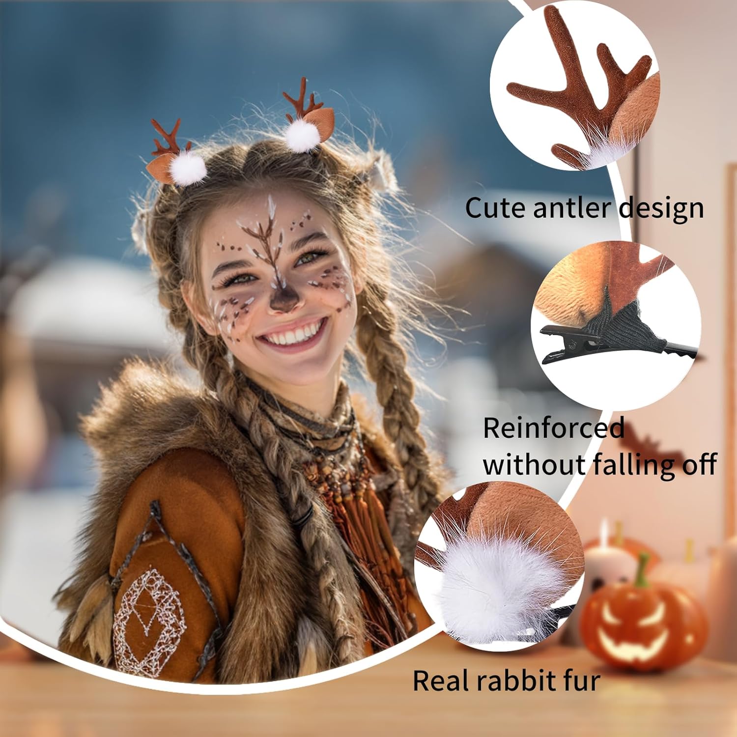 1/2Pairs Small Deer Ears Antle - Reindeer Antlers Headband incelemesi ve fiyatı